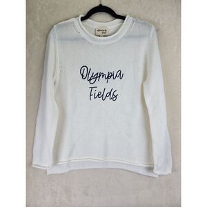 Ellsworth + Ivey Womens Sweater Size‎ Small Ivory Blue Olympia Fields Golf Chic